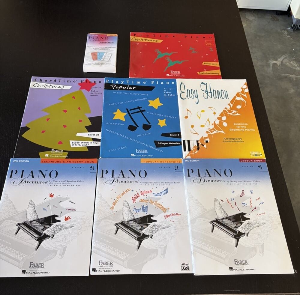 Faber Piano Adventures Beginner Music Books Lot of 8 Flash Cards Christmas Hanon